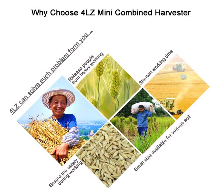 4LZ Mini Combined Harvester for Wheat and Rice