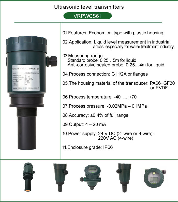 Economic ultrasonic level sensor meter transducer for wireless & IOT solutions